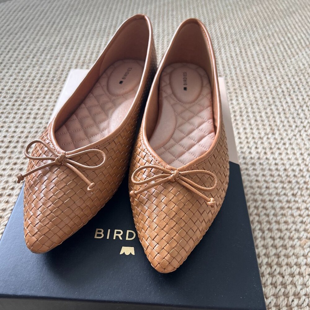 NWT Birdies The Goldfinch Tan Woven Leather Ballet Flats in Size 9